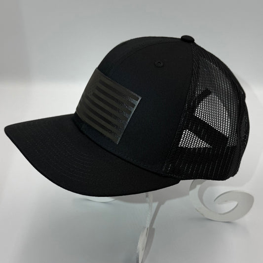 Blackout American Flag Trucker Hat