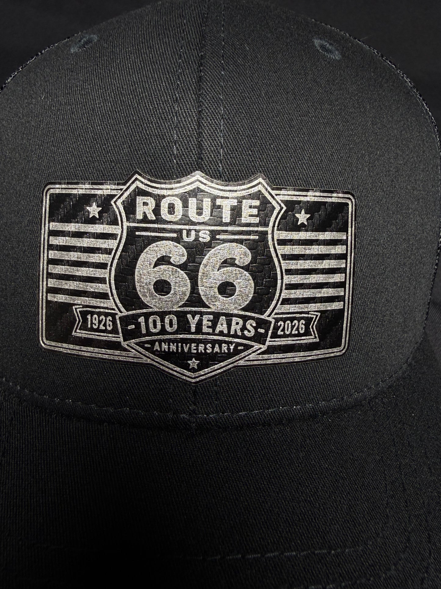 Route 66 100 Year Anniversary Leather Patch Trucker Hat