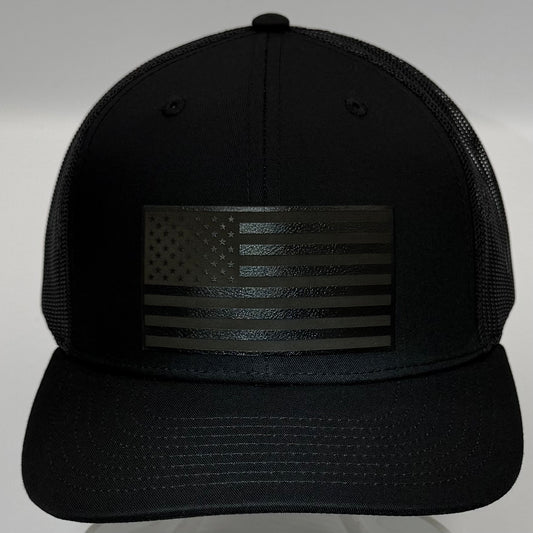 Blackout American Flag Trucker Hat