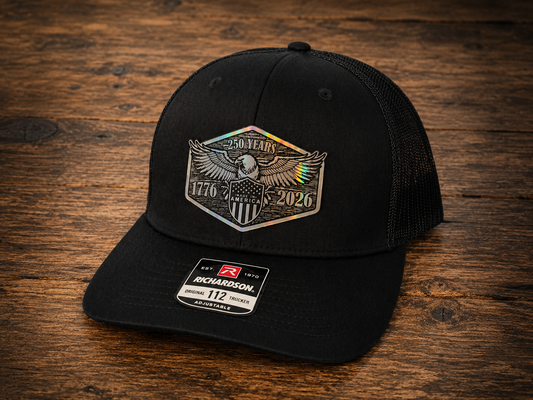 250 Years of American Pride Leather Patch Trucker Hat