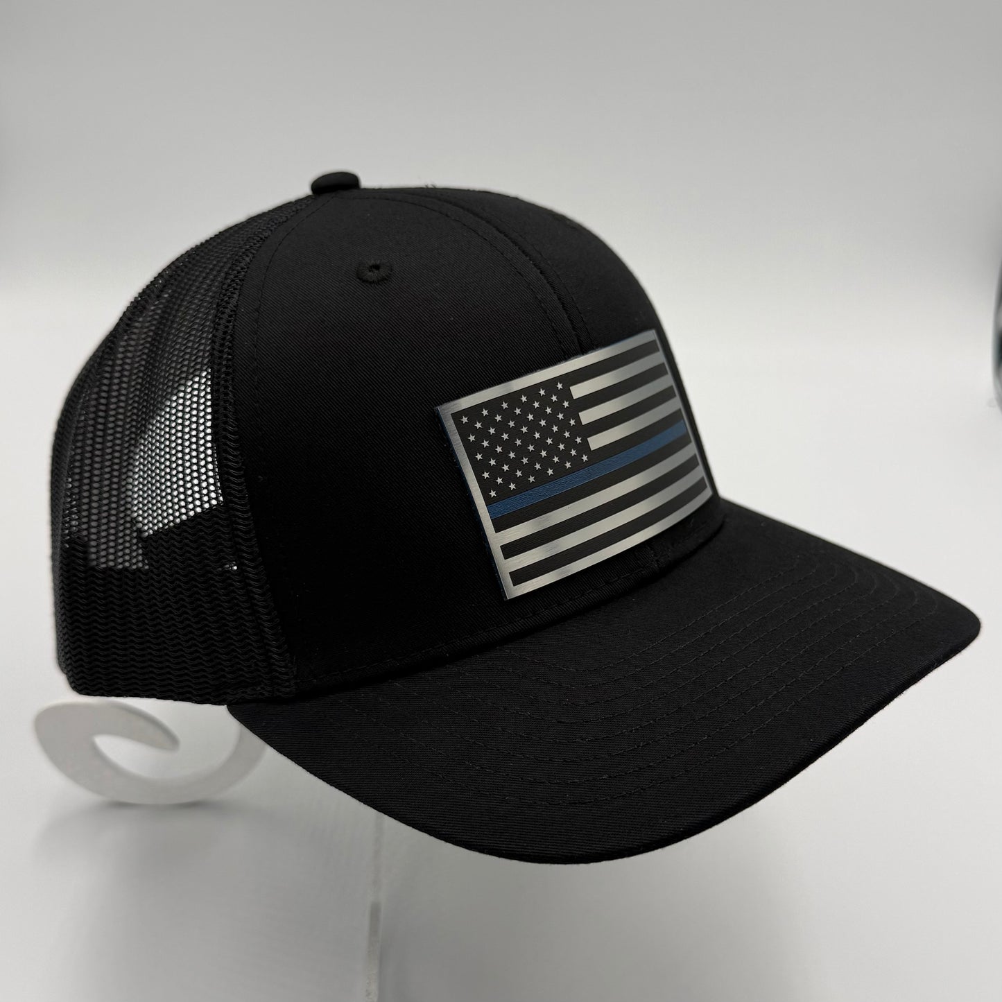 Thin Blue Line American Flag Hat – Richardson Trucker Style