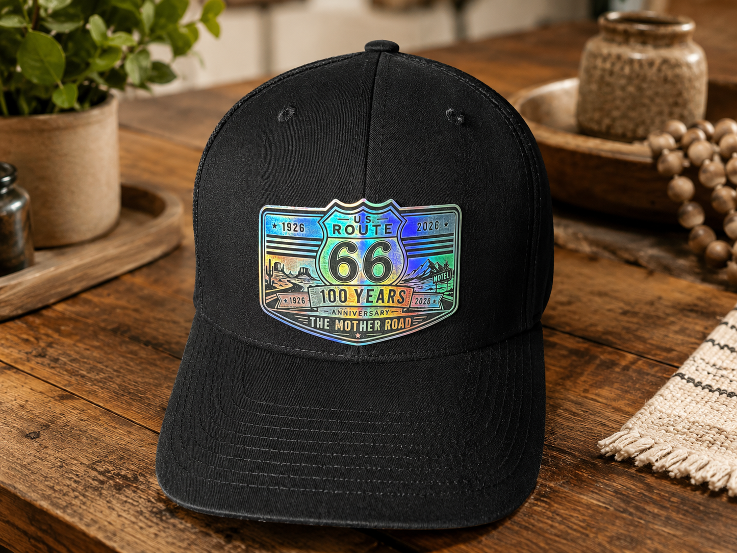 Route 66 100 Years Anniversary Holographic Patch Trucker Hat