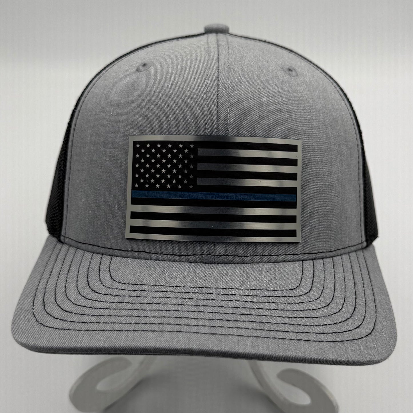 Thin Blue Line American Flag Hat – Richardson Trucker Style