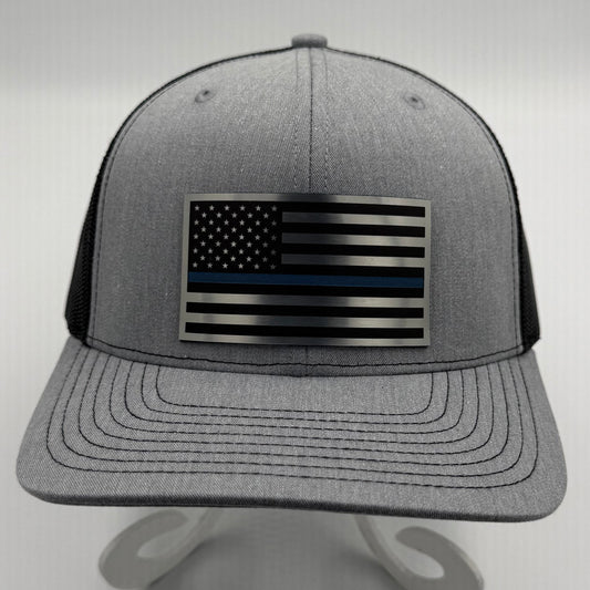 Thin Blue Line American Flag Hat – Richardson Trucker Style