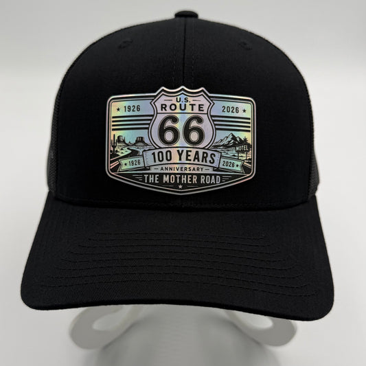 Route 66 100 Years Anniversary Holographic Patch Trucker Hat