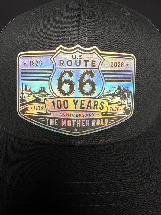 Route 66 100 Years Anniversary Holographic Patch Trucker Hat