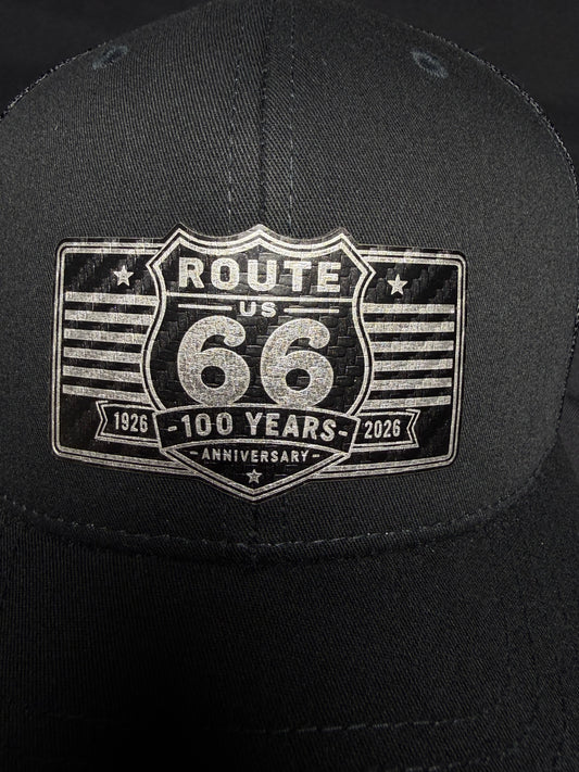 Route 66 100 Year Anniversary Leather Patch Trucker Hat