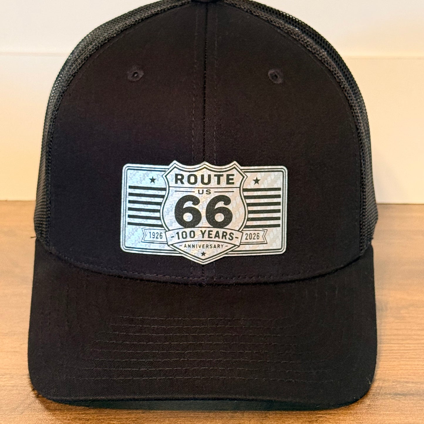 Route 66 100 Year Anniversary Leather Patch Trucker Hat